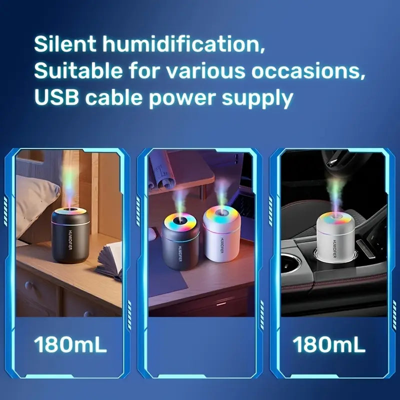 LumaHaus™ Mini USB Humidifier & Colorful Night Light Diffuser (180ml)
